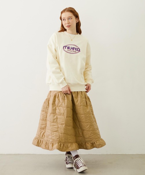 MILKFED.(ミルクフェド)の「QUILTED FLARED SKIRT(スカート・レディース・ブラック/オリーブ/ベージュ・ONE SIZE)」の7枚目の写真