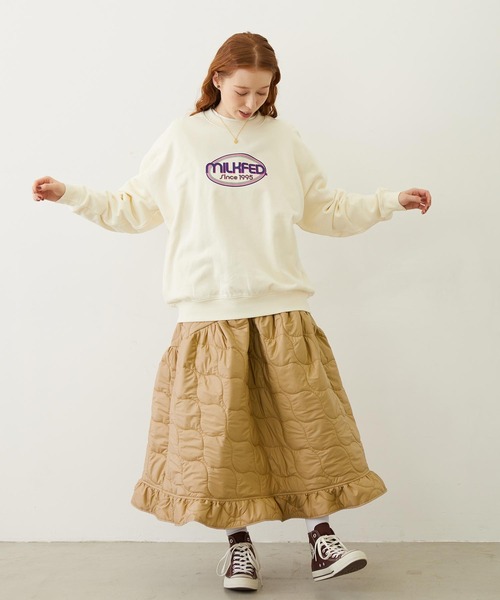 MILKFED.(ミルクフェド)の「QUILTED FLARED SKIRT(スカート・レディース・ブラック/オリーブ/ベージュ・ONE SIZE)」の8枚目の写真