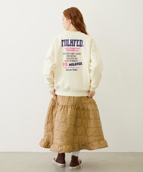 MILKFED.(ミルクフェド)の「QUILTED FLARED SKIRT(スカート・レディース・ブラック/オリーブ/ベージュ・ONE SIZE)」の10枚目の写真