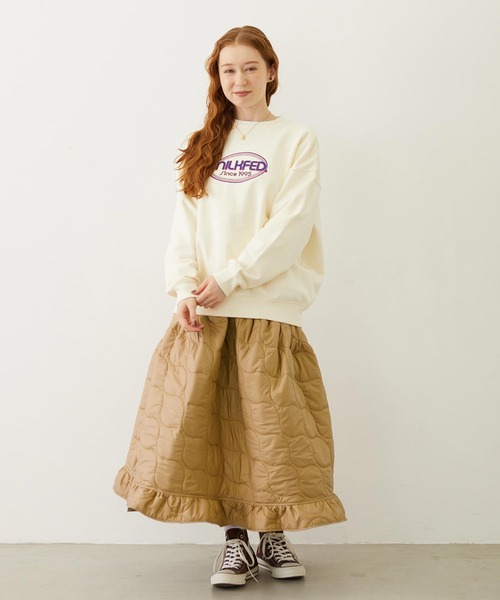 MILKFED.(ミルクフェド)の「QUILTED FLARED SKIRT(スカート・レディース・ブラック/オリーブ/ベージュ・ONE SIZE)」の12枚目の写真
