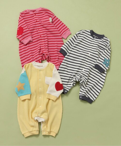 BREEZE（ブリーズ）の「【リンク】いろいろパッチワッフルカバーオール（ロンパース・キッズ・オフホワイト/ピンク/レインボー・80/70/60）」の4枚目の写真