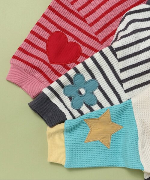 BREEZE（ブリーズ）の「【リンク】いろいろパッチワッフルカバーオール（ロンパース・キッズ・オフホワイト/ピンク/レインボー・80/70/60）」の5枚目の写真