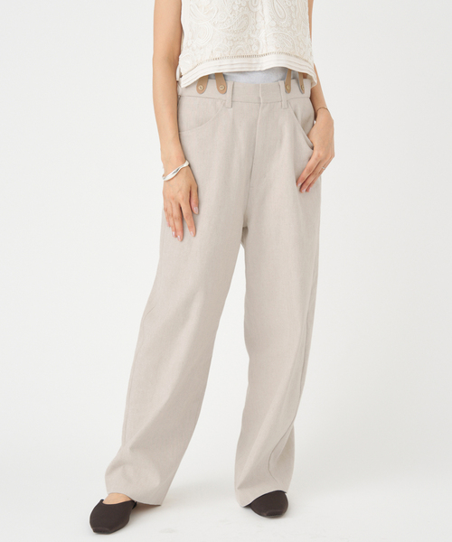 IENAイエナ リネンコンサスペンダーワーカーズスラックス リネンコンサスペンダーワーカーズスラックス（スラックス