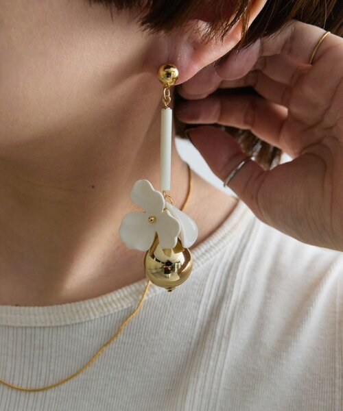 151.ろっぷいやー ぴんく Double Pearl Dangle Earrings | Dangle Pearl Earring Jackets