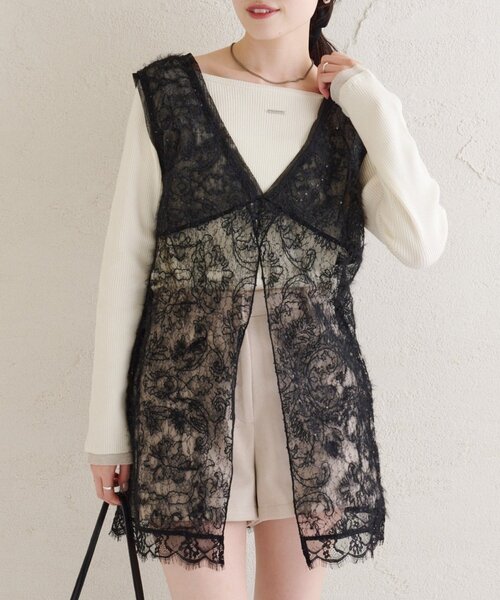 シャギーレース タンクチュニック（タンクトップ）｜mystic