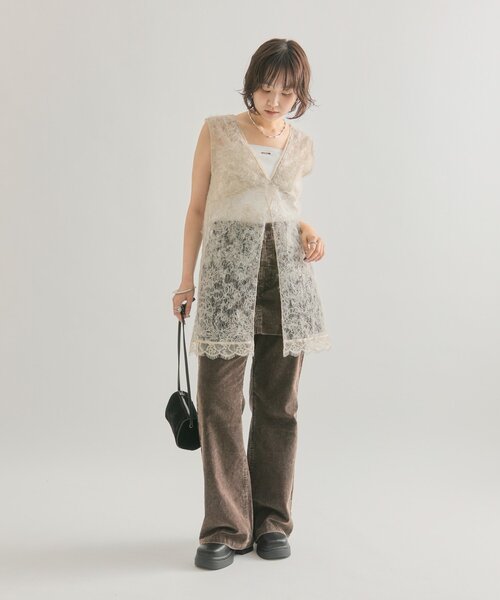 mystic（ミスティック）の「【ロングシーズンアイテム◎】シャギーレース タンクチュニック（タンクトップ・レディース・ブラック/アイボリー/ベージュ・FREE）」の8枚目の写真