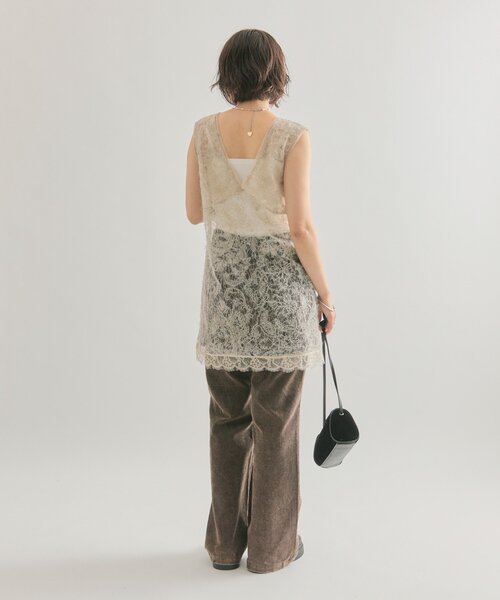 mystic（ミスティック）の「【ロングシーズンアイテム◎】シャギーレース タンクチュニック（タンクトップ・レディース・ブラック/アイボリー/ベージュ・FREE）」の10枚目の写真