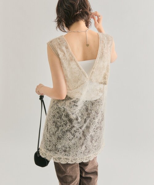 mystic（ミスティック）の「【ロングシーズンアイテム◎】シャギーレース タンクチュニック（タンクトップ・レディース・ブラック/アイボリー/ベージュ・FREE）」の11枚目の写真