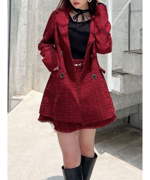 リゼクシー　ツイードジャケット ツイードジャケット【セットアップ着用可能】（テーラード