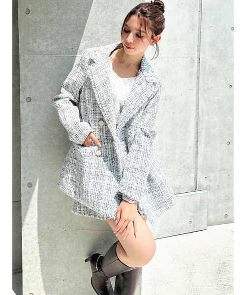 RESEXXY（リゼクシー）の「ツイードジャケット【セットアップ着用可能】（テーラードジャケット・レディース・ブルー/アイボリー/レッド・FREE）」の11枚目の写真