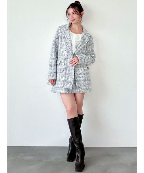 RESEXXY（リゼクシー）の「ツイードジャケット【セットアップ着用可能】（テーラードジャケット・レディース・ブルー/アイボリー/レッド・FREE）」の13枚目の写真