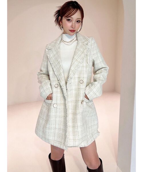 リゼクシー　ツイードジャケット リゼクシー RESEXXY ツイードクロップドジャケット （イエロー