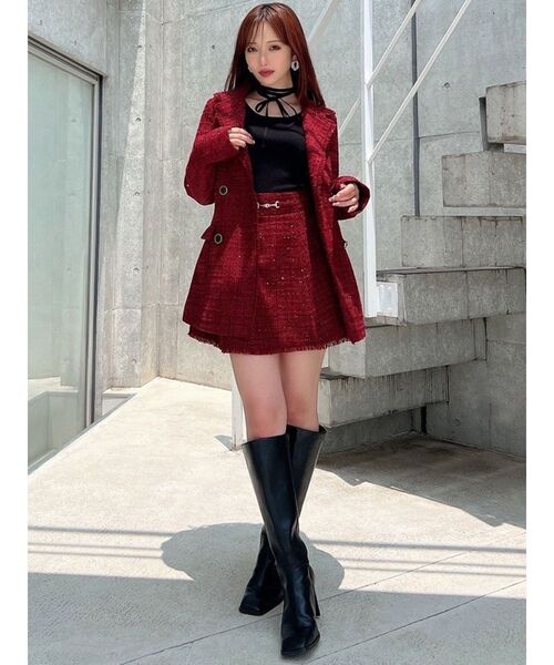 リゼクシー　ツイードジャケット リゼクシー RESEXXY ツイードクロップドジャケット （イエロー