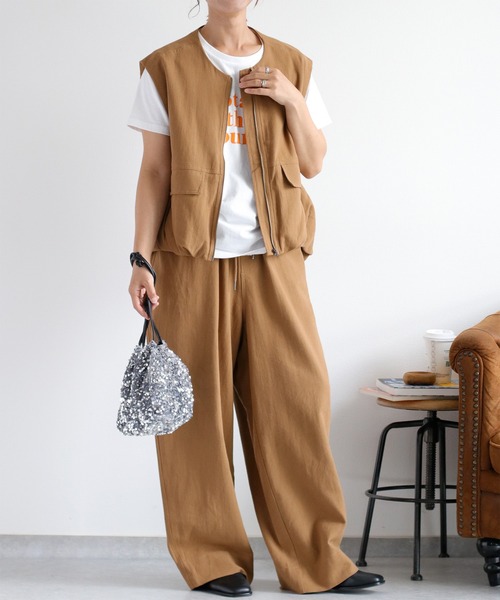 cepo(セポ)の「〈セットアップ対応〉カルゼスソバルーンジップベスト(ベスト・レディース・ブラック/キャメル・M)」の16枚目の写真