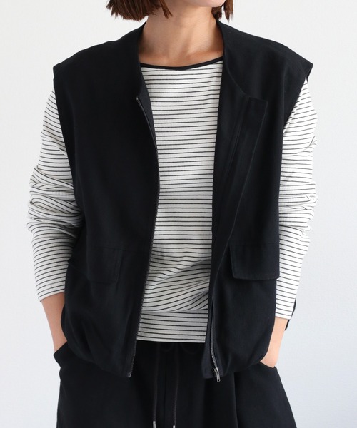 cepo(セポ)の「〈セットアップ対応〉カルゼスソバルーンジップベスト(ベスト・レディース・ブラック/キャメル・M)」の8枚目の写真