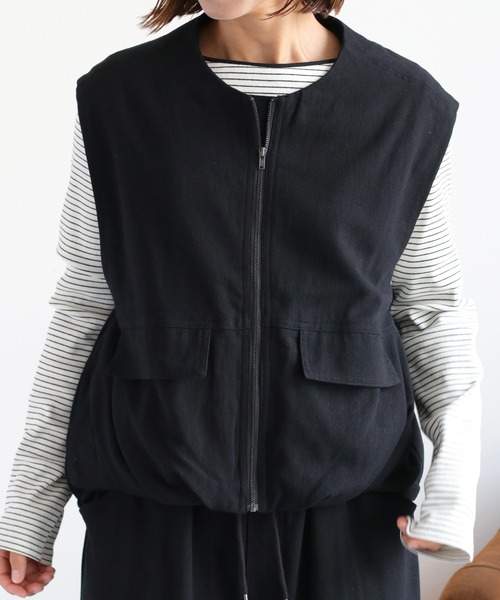 cepo(セポ)の「〈セットアップ対応〉カルゼスソバルーンジップベスト(ベスト・レディース・ブラック/キャメル・M)」の15枚目の写真