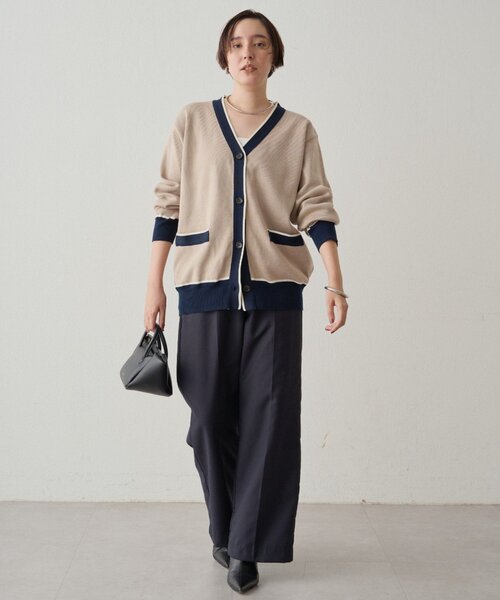 LOUNGEDRESS(ラウンジドレス)の「配色ラインニットカーデ(ニット/セーター・レディース・ベージュ/ネイビー・FREE)」の12枚目の写真