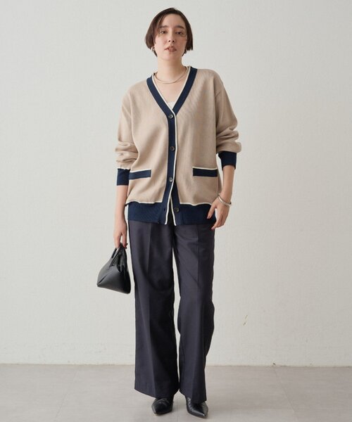 LOUNGEDRESS(ラウンジドレス)の「配色ラインニットカーデ(ニット/セーター・レディース・ベージュ/ネイビー・FREE)」の13枚目の写真