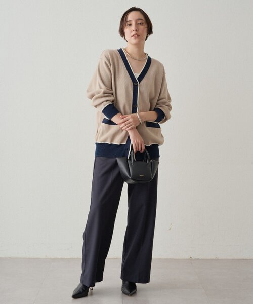 LOUNGEDRESS(ラウンジドレス)の「配色ラインニットカーデ(ニット/セーター・レディース・ベージュ/ネイビー・FREE)」の14枚目の写真