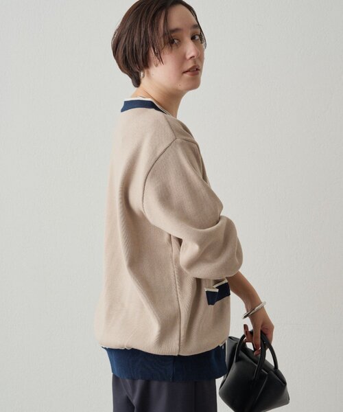 LOUNGEDRESS(ラウンジドレス)の「配色ラインニットカーデ(ニット/セーター・レディース・ベージュ/ネイビー・FREE)」の10枚目の写真