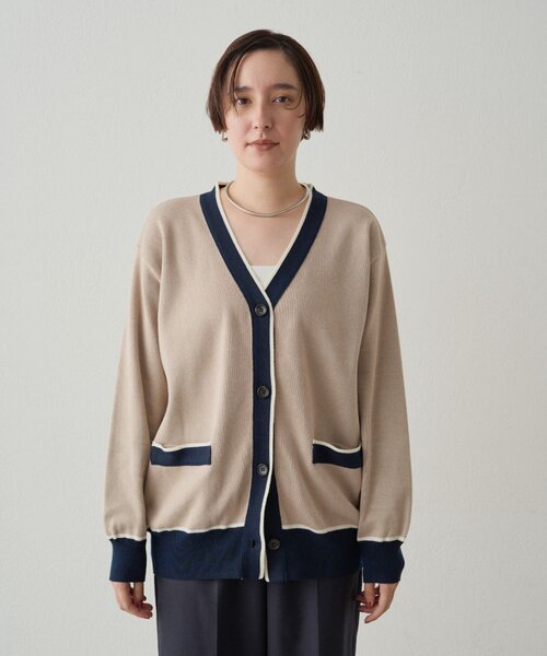 LOUNGEDRESS(ラウンジドレス)の「配色ラインニットカーデ(ニット/セーター・レディース・ベージュ/ネイビー・FREE)」の11枚目の写真