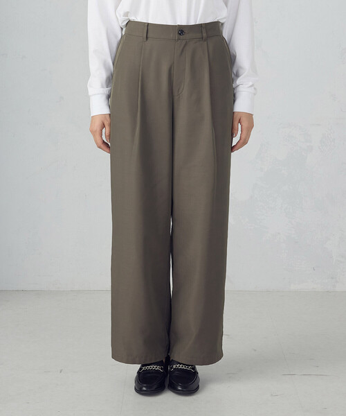 COMME CA ISM（コムサイズム）の「【セットアップ対応】ポリエステルツイル　ワイドテーパードパンツ（その他パンツ・レディース・カーキ/ブラック・LARGE/MEDIUM）」の10枚目の写真