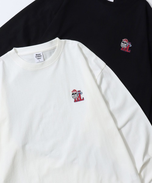 SITRY（シトリー）の「MOJER LEAGUE Embroidery T-Shirt/別注 モジャーリーグ オーバーサイズ おじさん ワンポイント刺繍 ロンT 長袖Tシャツ レディース メンズ  【ブランドステッカー付き】（Tシャツ/カットソー・メンズ・ホワイト/ブラック/ホワイト系その他/ブラック系その他/ホワイト系その他2/ホワイト系その他3/ブラック系その他2/ブラック系その他3・M/L/XL）」の3枚目の写真