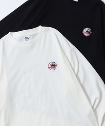 MOJER LEAGUE Embroidery T-Shirt/別注 モジャーリーグ オーバーサイズ おじさん ワンポイント刺繍 ロンT 長袖Tシャツ レディース メンズ  【ブランドステッカー付き】