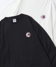 MOJER LEAGUE Embroidery T-Shirt/別注 モジャーリーグ オーバーサイズ おじさん ワンポイント刺繍 ロンT 長袖Tシャツ レディース メンズ 【ブランドステッカー付き】