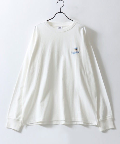 SITRY（シトリー）の「MOJER LEAGUE Embroidery T-Shirt/別注 モジャーリーグ オーバーサイズ おじさん ワンポイント刺繍 ロンT 長袖Tシャツ レディース メンズ  【ブランドステッカー付き】（Tシャツ/カットソー・メンズ・ホワイト/ブラック/ホワイト系その他/ブラック系その他/ホワイト系その他2/ホワイト系その他3/ブラック系その他2/ブラック系その他3・M/L/XL）」の9枚目の写真