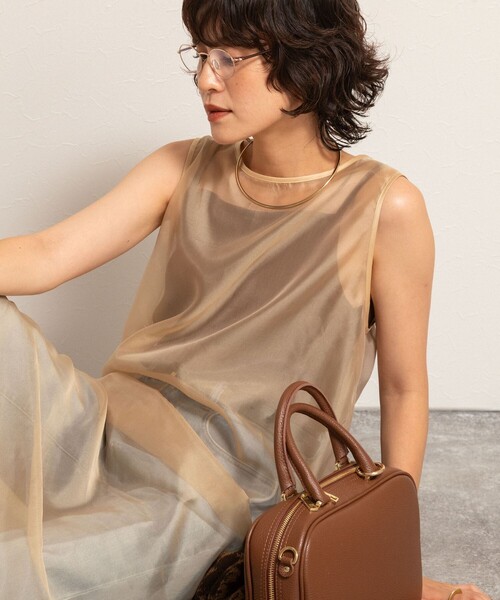 NOLLEY’S（ノーリーズ）の「【MAQWEL/マクウェル】ウォッシャブルオーガンジーワンピース（ワンピース・レディース・ベージュ/カーキ・FREE）」の3枚目の写真