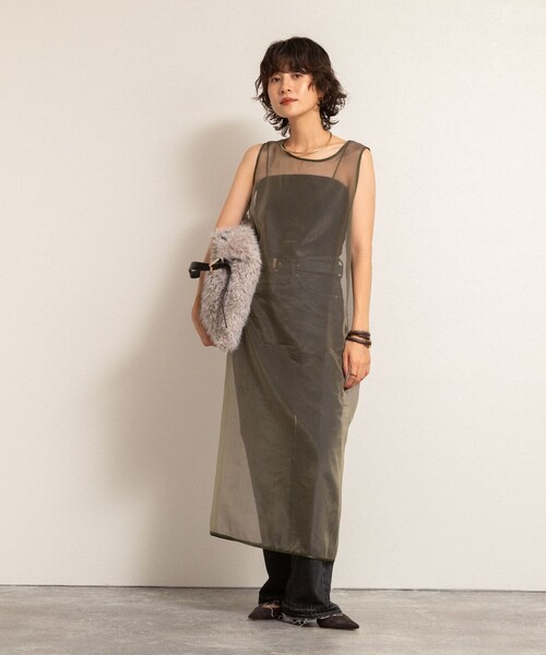NOLLEY’S（ノーリーズ）の「【MAQWEL/マクウェル】ウォッシャブルオーガンジーワンピース（ワンピース・レディース・ベージュ/カーキ・FREE）」の8枚目の写真