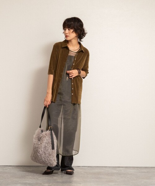 NOLLEY’S（ノーリーズ）の「【MAQWEL/マクウェル】ウォッシャブルオーガンジーワンピース（ワンピース・レディース・ベージュ/カーキ・FREE）」の11枚目の写真