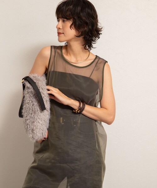 NOLLEY’S（ノーリーズ）の「【MAQWEL/マクウェル】ウォッシャブルオーガンジーワンピース（ワンピース・レディース・ベージュ/カーキ・FREE）」の12枚目の写真