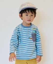 恐竜胸ポケットボーダー長袖Tシャツ