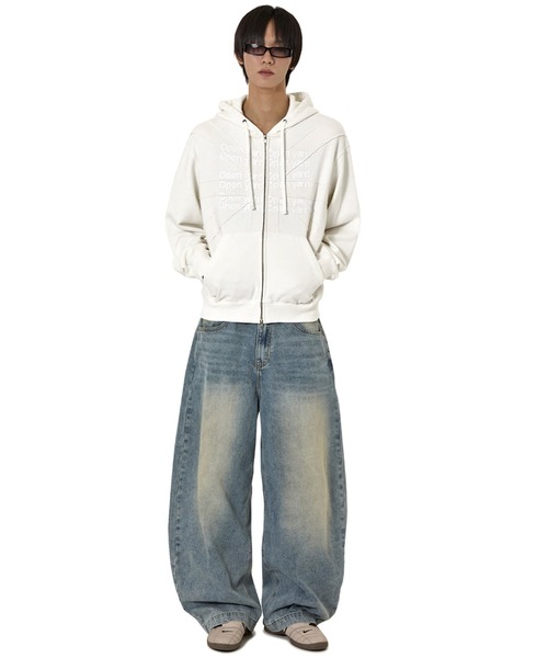 OY(オーワイ)の「『OY/オーワイ』UNION CUT PATCH HOODIE ZIP UP/ユニオンカットパッチジップアップパーカー(パーカー・レディース・ホワイト/ブラック・L/M)」の13枚目の写真