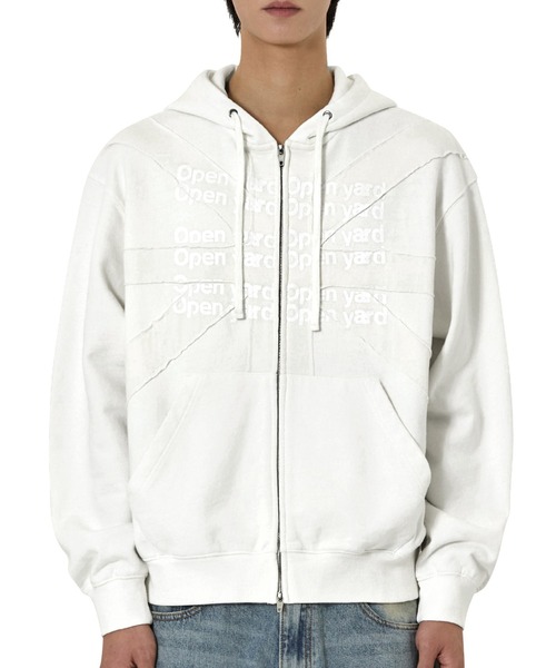OY(オーワイ)の「『OY/オーワイ』UNION CUT PATCH HOODIE ZIP UP/ユニオンカットパッチジップアップパーカー(パーカー・レディース・ホワイト/ブラック・L/M)」の10枚目の写真