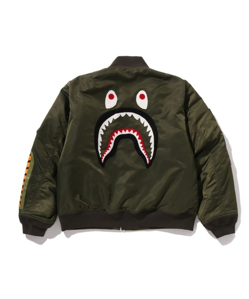 大幅値下げ！ア ベイジングエイプ bape shark ma1 A BATHING APE（アベイシングエイプ） ma1 ma-1 SHARK NYLON TWILL MA