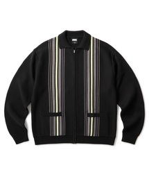 STRIPE ZIP UP KNIT CARDIGAN