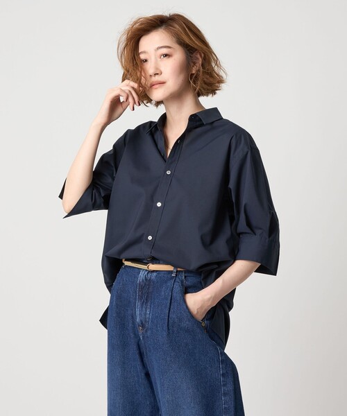 新品未使用　＜conte＞レギュラーカラーショートスリーブシャツ　コバルト UNITED ARROWS｜<conte>レギュラーカラー ショートスリーブ