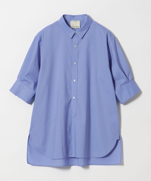 新品未使用　＜conte＞レギュラーカラーショートスリーブシャツ　コバルト conte＞レギュラーカラー ショートスリーブシャツ（シャツ