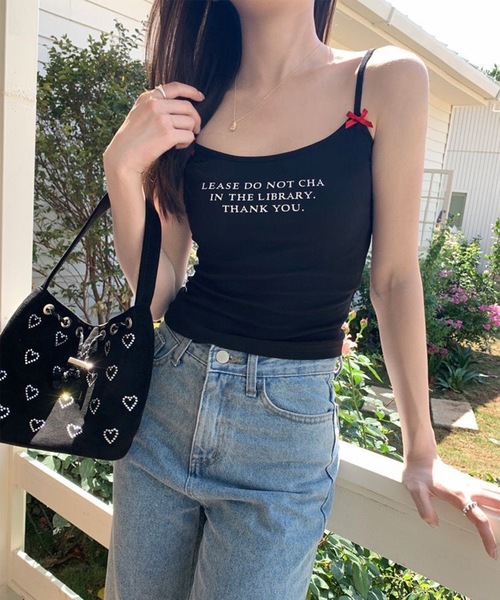 Lace Ladies(レースレディース)の「プチリボン付き アルファベット レター カップ付き キャミソール(キャミソール・レディース・イエロー/ピンク/ブラック/ホワイト・FREE)」の21枚目の写真