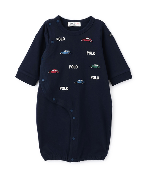 petit main（プティマイン）の「【POLO BCS】モチーフ刺繍長袖2WAYオール（ロンパース・キッズ・ネイビー/グリーン/オフホワイト・50-70cm）」の3枚目の写真