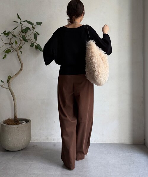 DouDou(ドゥドゥ)の「【WEB限定】前後2WAYジップニット(ニット/セーター・レディース・ブルー/ブラック/チャコールグレー・FREE)」の14枚目の写真