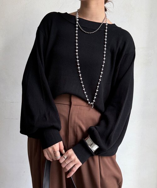 DouDou(ドゥドゥ)の「【WEB限定】前後2WAYジップニット(ニット/セーター・レディース・ブルー/ブラック/チャコールグレー・FREE)」の16枚目の写真