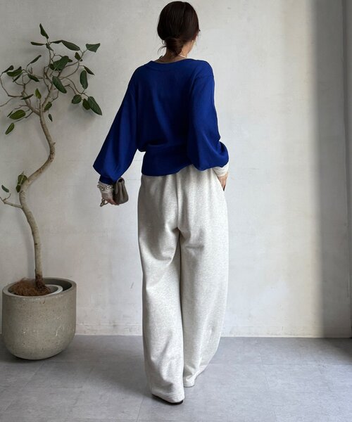 DouDou(ドゥドゥ)の「【WEB限定】前後2WAYジップニット(ニット/セーター・レディース・ブルー/ブラック/チャコールグレー・FREE)」の4枚目の写真