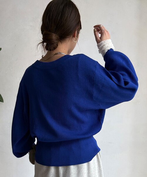 DouDou(ドゥドゥ)の「【WEB限定】前後2WAYジップニット(ニット/セーター・レディース・ブルー/ブラック/チャコールグレー・FREE)」の9枚目の写真
