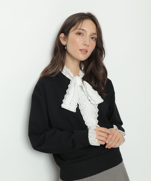 新品タグ付き♡アプワイザーリッシェ ボウタイ ニット アプワイザーリッシェ Apuweiser-riche 2WAY袖ギャザーボウタイニット
