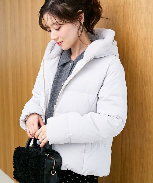 セール】ファーフードショートダウン（ダウンジャケット/コート）｜le