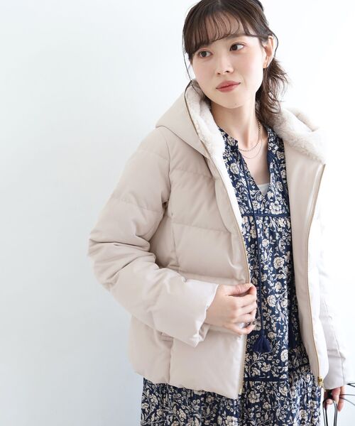 le.coeur blanc（ルクールブラン）の「ファーフードショートダウン（ダウンジャケット/コート・レディース・グレイッシュベージュ/モカ/ネイビー/ライトグレー/ブラック・36/38/40）」の20枚目の写真